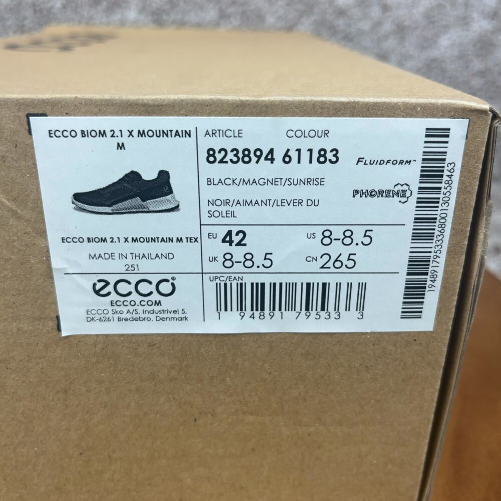 Ecco Biom 2.1 X Cross Mountain Trail Shoes Black Magnet EU 42 / Men's 8 - 8.5 US - Picture 11 of 12